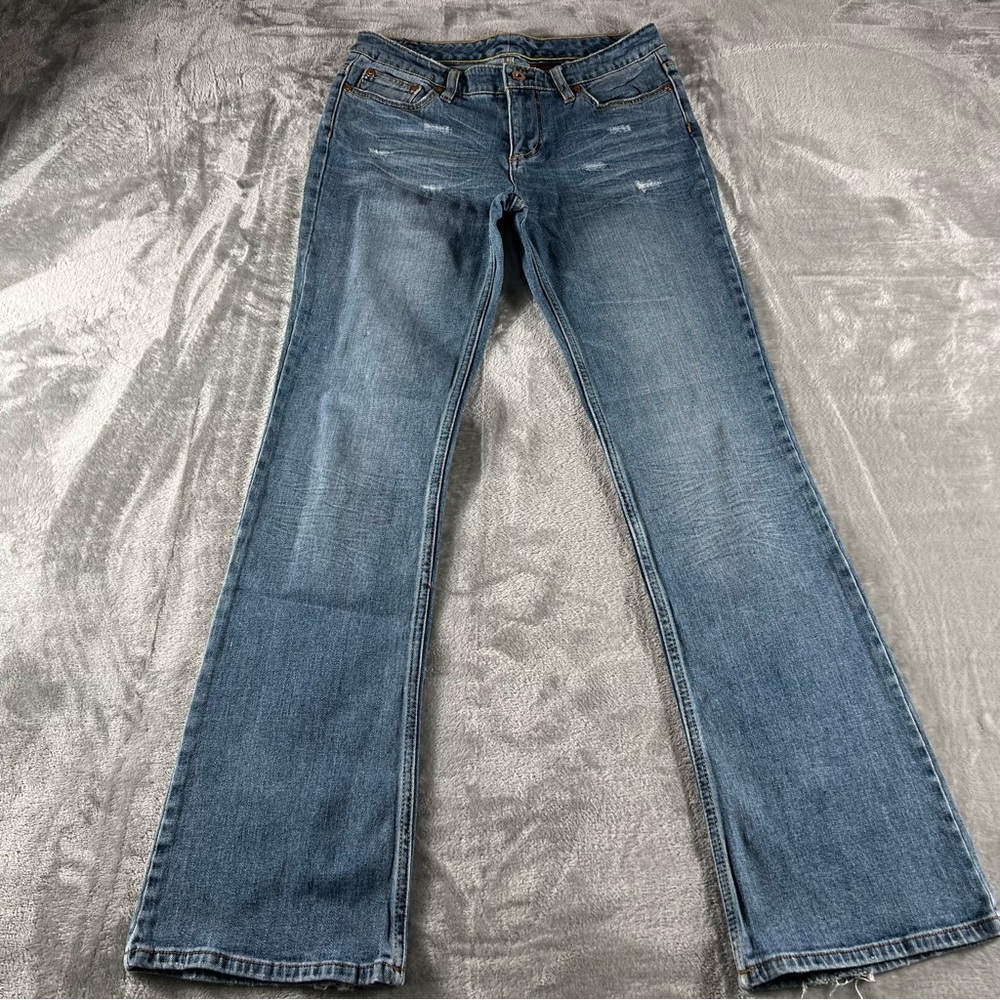 Vintage Bongo Let Me B Junior Sz 9 Bootcut Stretch Distressed Embroidered Y2K